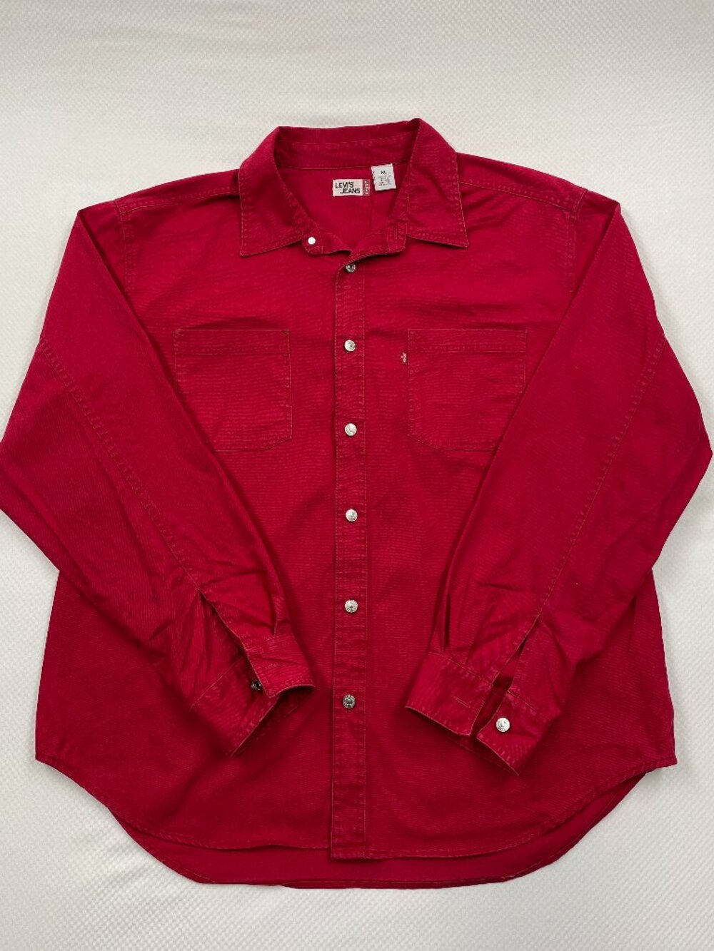 Levi's Red Cotton Denim Jean Western Cowboy Button Down Shirt Men's XL